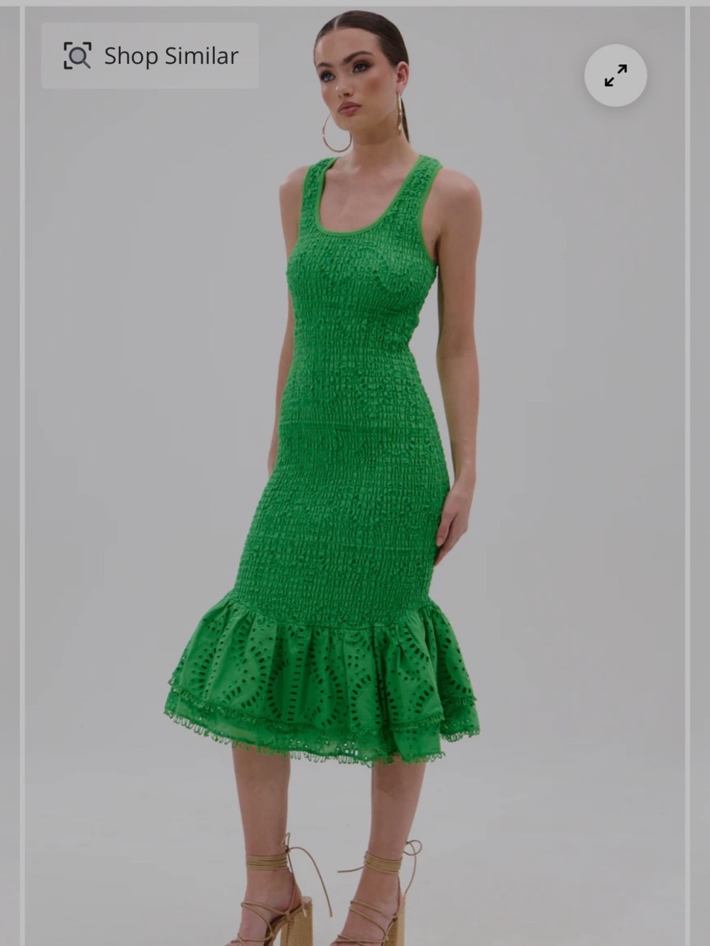 Akira Green Sleeveless Ruffle-Hem Dress 🥑 - Picture 2 of 6